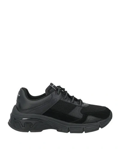 Emporio Armani Man Sneakers Black Size 8 Cow Leather, Polyester