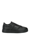 Emporio Armani Leather Lace-up Sneakers In Black