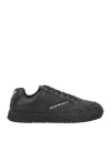 Emporio Armani Man Sneakers Black Size 8.5 Cow Leather In Black
