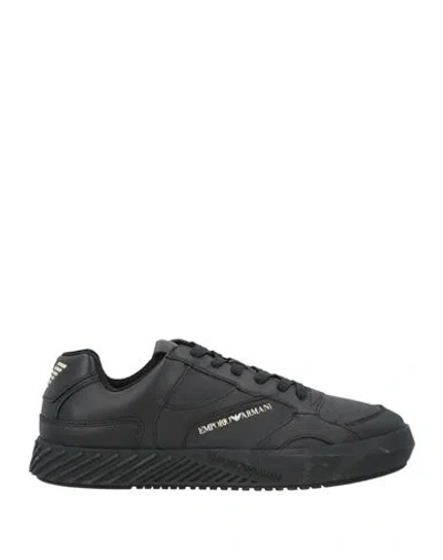 Emporio Armani Man Sneakers Black Size 8.5 Cow Leather