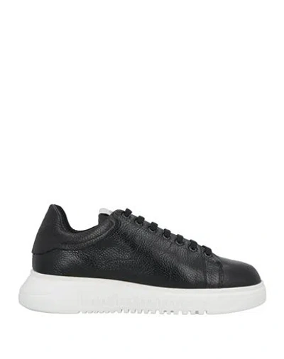 Emporio Armani Man Sneakers Black Size 8.5 Leather
