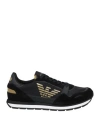 Emporio Armani Man Sneakers Black Size 9 Leather, Textile Fibers In Black