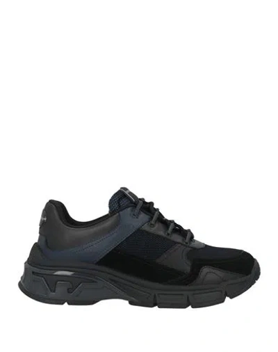 Emporio Armani Man Sneakers Black Size 9 Leather, Textile Fibers