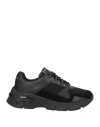 Emporio Armani Man Sneakers Black Size 8 Cow Leather, Polyester In Black
