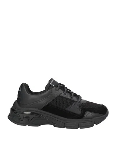 Emporio Armani Man Sneakers Black Size 9 Leather, Textile Fibers