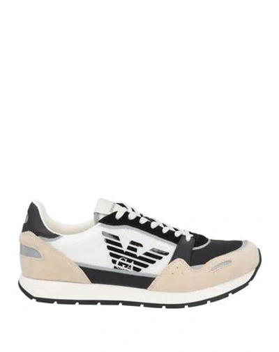 Emporio Armani Man Sneakers Black Size 7.5 Leather, Textile Fibers