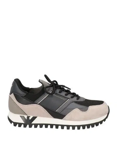 Emporio Armani Man Sneakers Black Size 9 Leather, Textile Fibers, Synthetisches Material