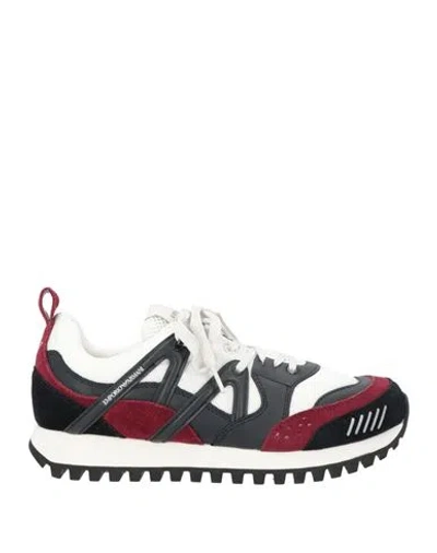Emporio Armani Man Sneakers Black Size 9 Polyamide, Cow Leather