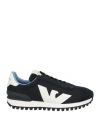 Emporio Armani Man Sneakers Black Size 9 Polyester, Cow Leather, Polyurethane Coated
