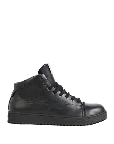 Emporio Armani Man Sneakers Black Size 9 Soft Leather