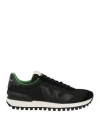 Emporio Armani Man Sneakers Black Size 9 Soft Leather, Textile Fibers In Black