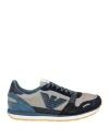 Emporio Armani Man Sneakers Blue Size 11 Cow Leather, Polyester