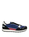 Emporio Armani Man Sneakers Blue Size 8 Leather, Textile Fibers, Synthetisches Material