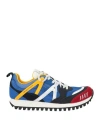 Emporio Armani Man Sneakers Blue Size 6 Leather, Textile Fibers In Blue