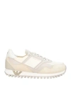 Emporio Armani Man Sneakers Cream Size 8 Leather, Textile Fibers, Synthetisches Material In White