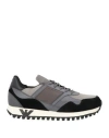 Emporio Armani Man Sneakers Grey Size 10 Leather, Textile Fibers, Synthetisches Material In Gray