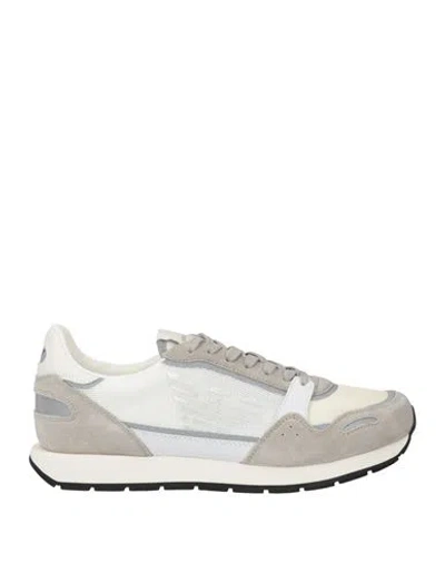 Emporio Armani Man Sneakers Grey Size 9 Leather, Textile Fibers