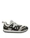 Emporio Armani Man Sneakers Grey Size 8 Leather, Textile Fibers In Grey
