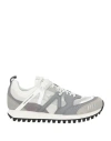 Emporio Armani Man Sneakers Grey Size 9 Leather, Textile Fibers