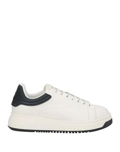 Emporio Armani Man Sneakers Ivory Size 13 Soft Leather In White