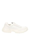 Emporio Armani Man Sneakers Ivory Size 9 Polyester, Cow Leather In White