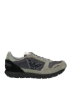 Emporio Armani Man Sneakers Khaki Size 10 Cow Leather, Polyester In Beige