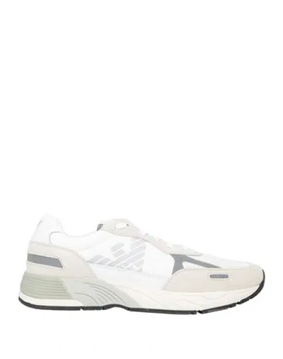 Emporio Armani Man Sneakers Light Grey Size 13 Cow Leather, Polyester