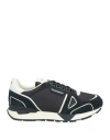 Emporio Armani Man Sneakers Midnight Blue Size 12 Leather, Textile Fibers