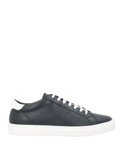 Emporio Armani Man Sneakers Midnight Blue Size 8 Calfskin