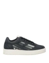 Emporio Armani Man Sneakers Midnight Blue Size 9 Cow Leather, Polyester