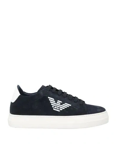 Emporio Armani Man Sneakers Midnight Blue Size 8 Leather