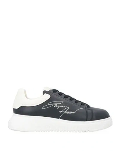 Emporio Armani Man Sneakers Midnight Blue Size 9 Bovine Leather