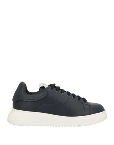 Emporio Armani Man Sneakers Midnight Blue Size 9 Calfskin