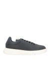 Emporio Armani Man Sneakers Midnight Blue Size 9 Leather In Black