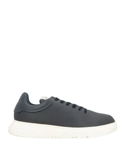 Emporio Armani Man Sneakers Midnight Blue Size 9 Leather