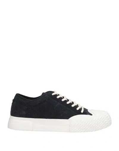 Emporio Armani Man Sneakers Midnight Blue Size 9 Leather, Rubber