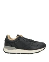 Emporio Armani Man Sneakers Midnight Blue Size 9 Leather, Rubber In Gray