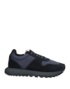 Emporio Armani Man Sneakers Midnight Blue Size 9 Leather, Textile Fibers In Black
