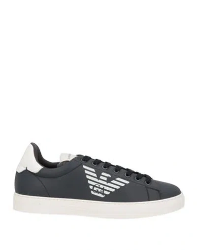 Emporio Armani Man Sneakers Midnight Blue Size 8 Soft Leather