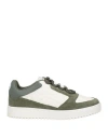 Emporio Armani Man Sneakers Military Green Size 8 Cow Leather, Polyester, Polyurethane