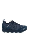 Emporio Armani Man Sneakers Navy Size 8 Polyamide, Cow Leather