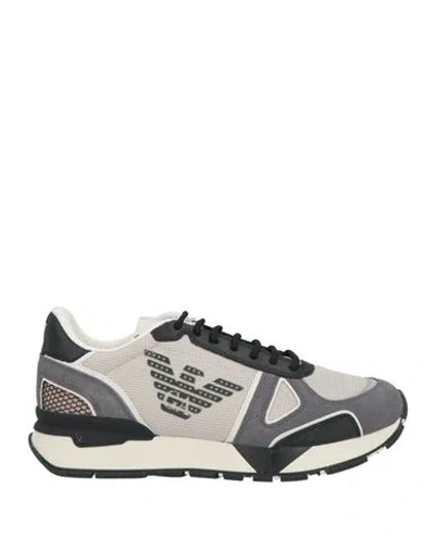 Emporio Armani Man Sneakers Off White Size 7 Textile Fibers, Leather
