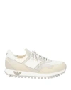 Emporio Armani Man Sneakers Off White Size 8 Leather, Textile Fibers, Synthetisches Material