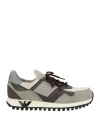 Emporio Armani Man Sneakers Sage Green Size 9 Leather, Textile Fibers, Synthetisches Material