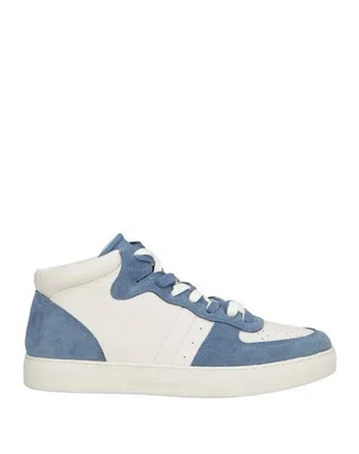 Emporio Armani Man Sneakers Slate Blue Size 13 Leather, Textile Fibers