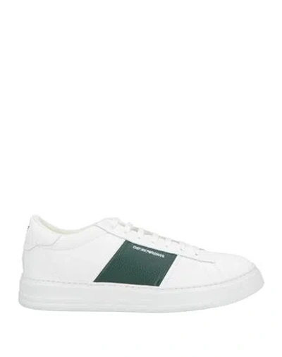 Emporio Armani Man Sneakers White Size 12 Leather, Textile Fibers