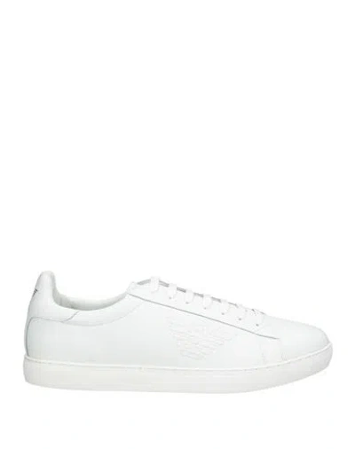 Emporio Armani Man Sneakers White Size 13 Bovine Leather