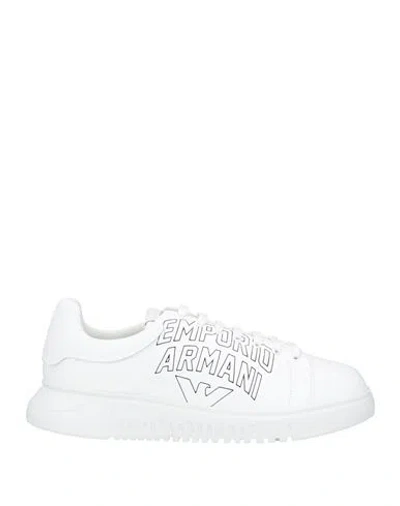 Emporio Armani Man Sneakers White Size 13 Cow Leather