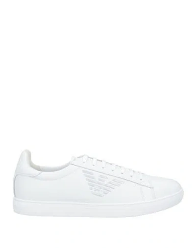 Emporio Armani Man Sneakers White Size 13 Cow Leather