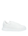 Alexander Mcqueen Black Leather Sneakers With White Leather Heel Nd  Uomo 40 In White